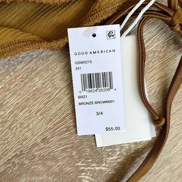 Good American Always Fits Tiny Ties Bottom in Bronze Brown 001 Size 3/4 - Picture 7 of 10